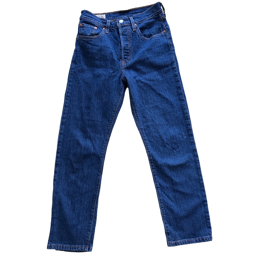 Levi’s 501 Button Fly Dk Wash Blue Jeans Sz 25 / 26L